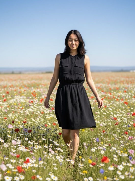 Madewell Dresses & Skirts - Madewell black 100% silk sleeveless button-front dress
